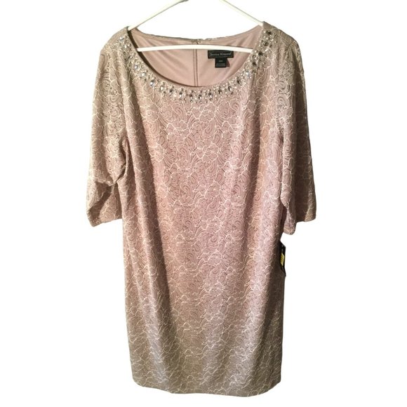 Jessica Howard Women's size 20 W NWT Party Dress Beige Tan Natural Champagne - Picture 1 of 5